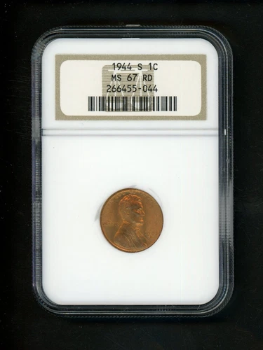 1944 S US Lincoln Wheat Cent 1c .01 NGC MS 67 RD Red UNC Deep red orig. surfaces