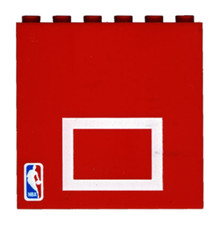Basketball Backboard Brick 1 x 6 x 5 -  White Rectangle NBA Logo Retired 2003 ed