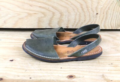 Pon Sandals Womens 12 Green Leather Avarca Menorca Slip On Flats Mens 10 Spain