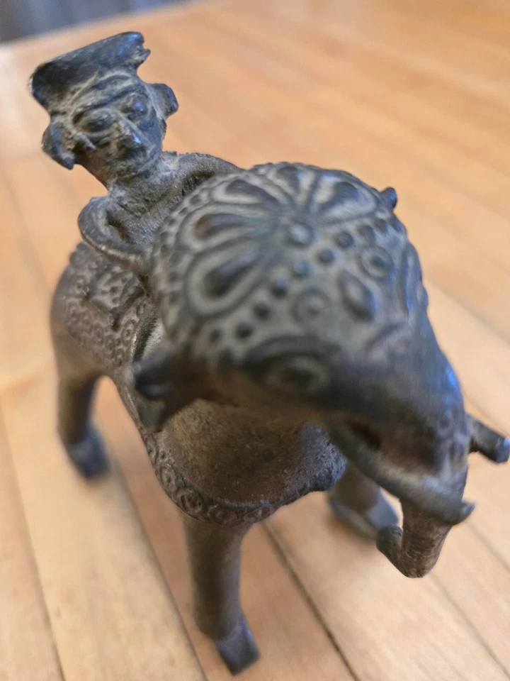 ANTIGUA FIGURA INDIA BRONCE: Elefante Foto 2 de 4