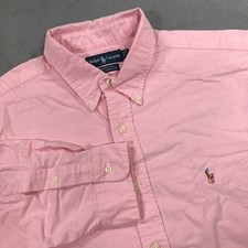 Ralph Lauren Shirt Men's 17.5 Pink Yarmouth Button Down Long Sleeve Oxford Pony
