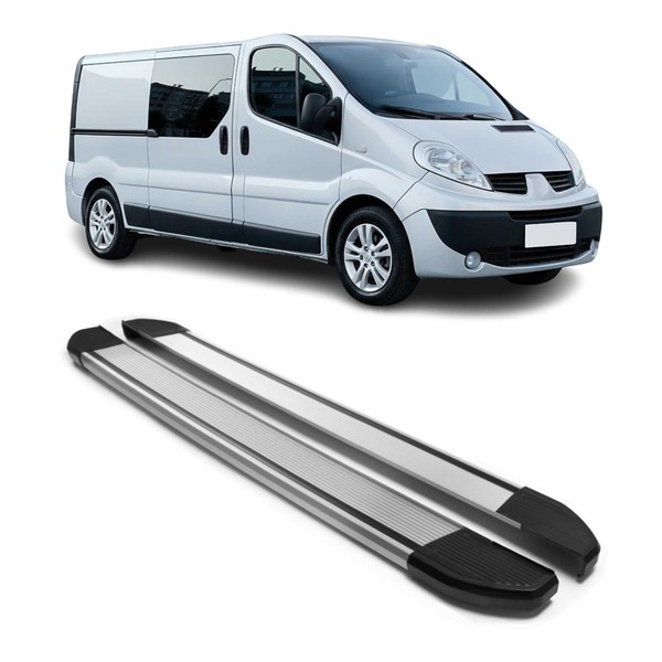 Alu Seitenschweller Trittbretter FüR Opel Vivaro 2001-2014 L2 Langer Silber 2Tlg-image