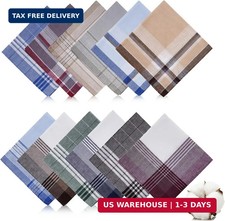 12 pack Men's Handkerchiefs Cotton Handkerchiefs 16 inch Large Mens Pocket Squar