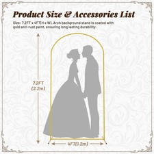 for Party Garden Floral Decoration Metal Arch Backdrop Stand 7.2Ft Stable Frame