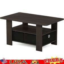Compact Coffee Table W/ Storage Drawer  Open Shelf Living Room Office New