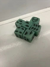 Set of 6 Black Alien UFO Dice Glow in the Dark D6 RPG Gaming Six Sided D6s