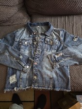 Distressed Denim Jacket Size Large