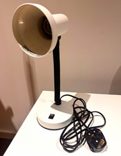 White & Black Desk Lamp Adjustable Flexible Arm, Switch, Corded, Round Shade