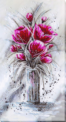 Bead Embroidery Kit ''Red emerald'' Stitching Handmade Beadwork