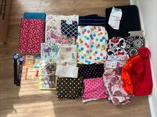 Sewing Fabric Supplies Lot Of 27 Items- Fabric, Zippers, Needles/Feet, Pattern