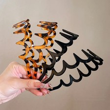 Plastic Wave Toothed Headband Unisex Brown Thin Non Slip Daily Hair Comb