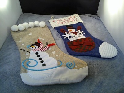 Two Snowman Christmas Stocking Holiday Decor 19''