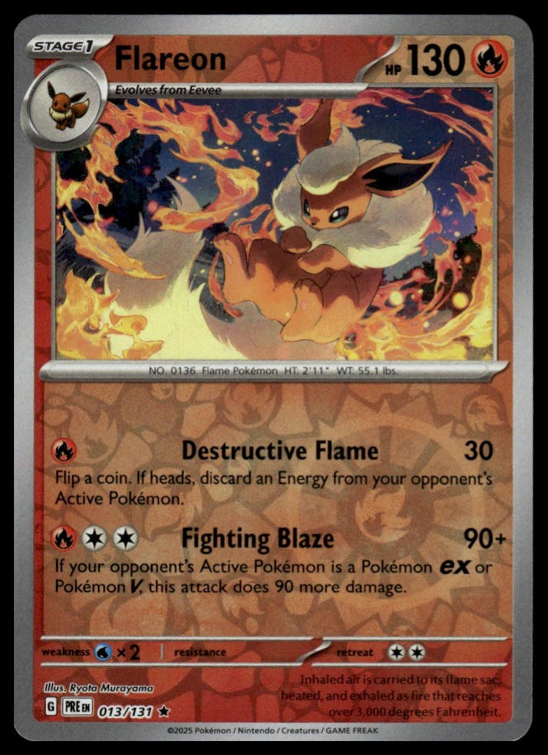 Flareon SV: Prismatic Evolutions #013/131 Reverse Holo Rare NM