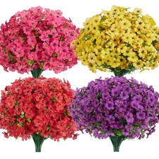 InnoGear Artificial Flowers for Outdoors Fake Silk Faux Plant 4 Hues 12 Pcs