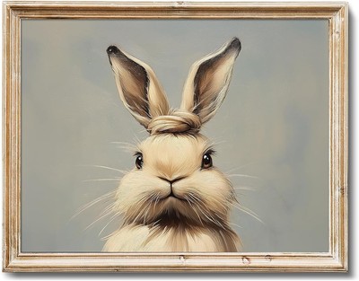 RETRART Vintage Easter Bunny Wall Art Antique Rabbit Print, Muted Spring Decor, 