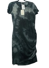 La Miel Dress Women's Size Large Pullover Ruched Gray Tie Dye Dress NWT