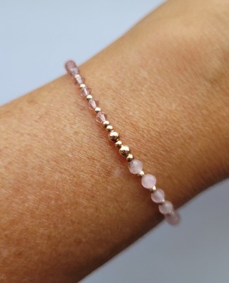 Wunderschönes Armband mit Rosenquarz + Swarovski-Components ''Vintage Rose''