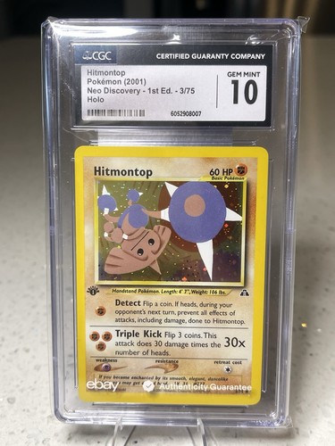 Hitmontop (1st Edition) graded CGC 10 for sale on eBay
