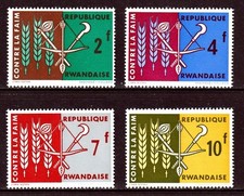 Rwandaise, Ruanda: Mi# 23-26 **  / 1963: Freiheit vom Hunger