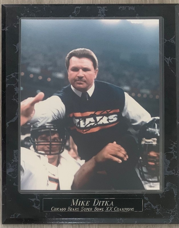 Mike Ditka Chicago Bears Super Bowl Champions Autographed photo plaque 8x10