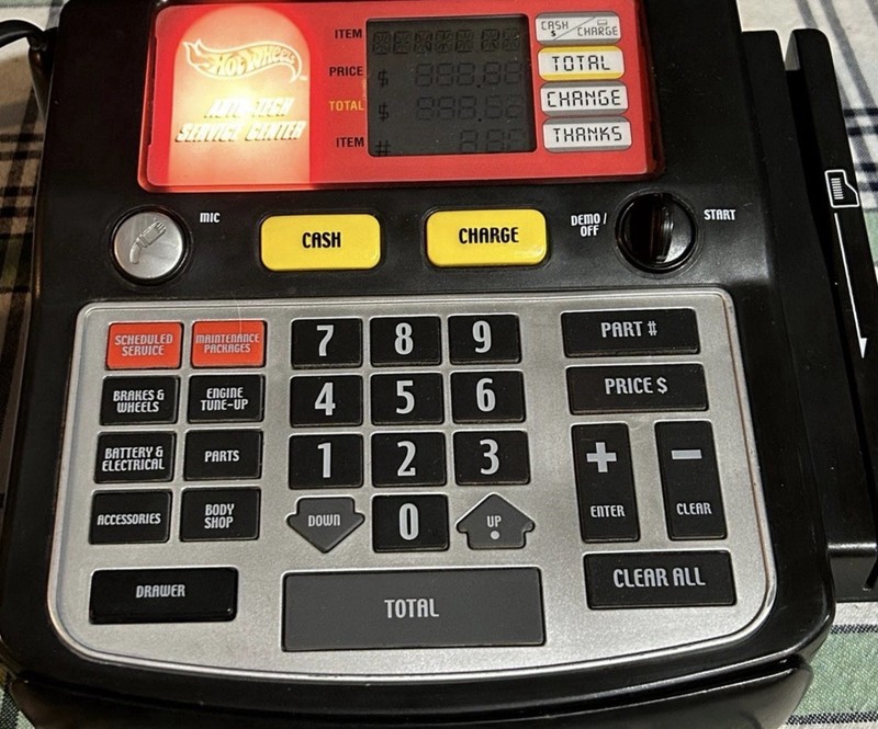 Mattel Hot Wheels Auto Tech Center Toy Cash Register HW-190 w/ Cards Works