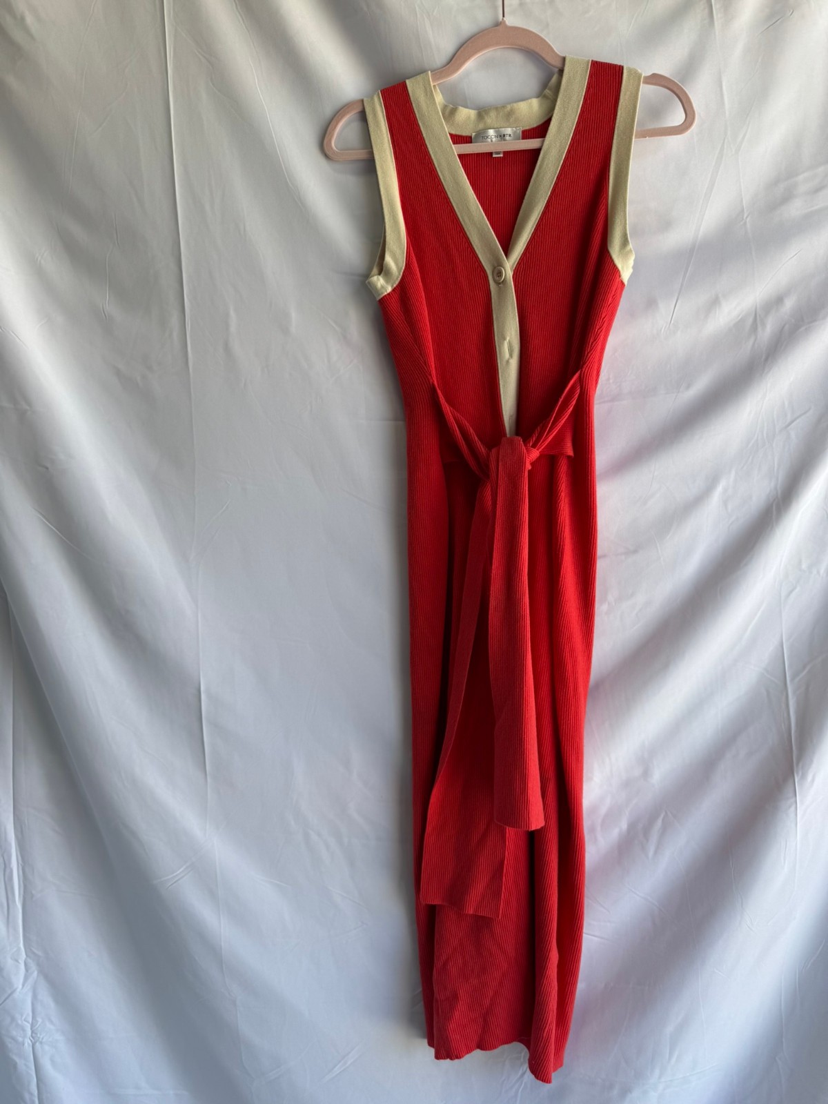 TOCCIN X RTR Red Sleeveless Button Front Midi Dre… - image 1