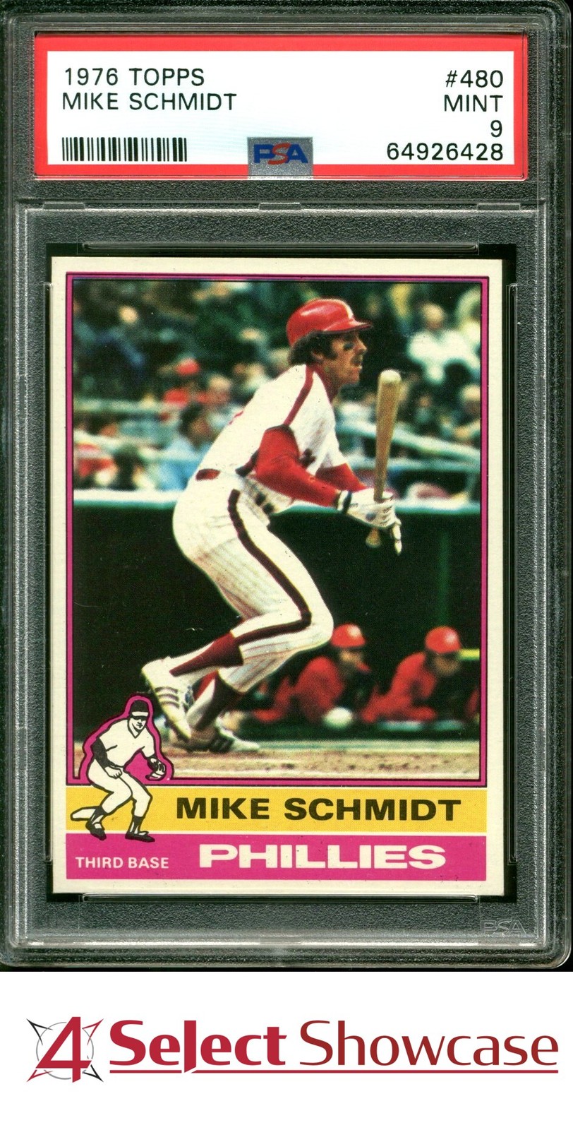 1976 TOPPS #480 MIKE SCHMIDT PHILLIES HOF PSA 9