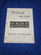 Mcintosh MA6100 Integrated Amplifier Service Information ORIGINAL