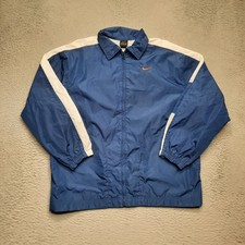 VINTAGE Nike Windbreaker Jacket Women XL 18-20 Navy Blue Full Zip Pockets Lined