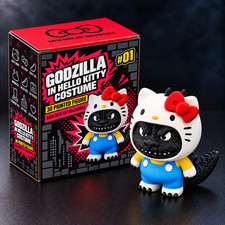 Godzilla in Hello Kitty Costume 3D Printed Figure with Box - Kaiju Sanrio Mashup