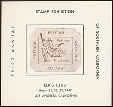 U.S., 1947. SESCAL 3rd Exhibition Souvenir Sheet Brown, Los Angeles