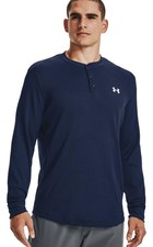 Under Armour Men's UA Waffle Henley Long Sleeve Shirt Academy Blue 1302356