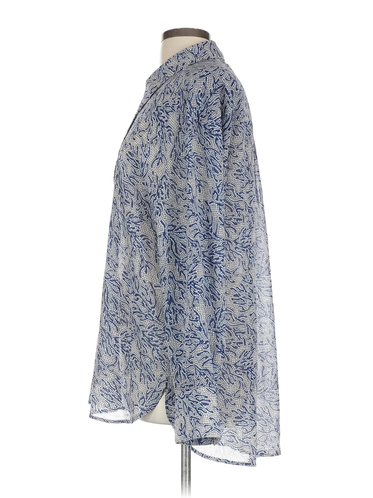 MICHAEL Michael Kors Women Blue Long Sleeve Button-Down Shirt L thumbnail 4