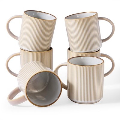 Coffee Mug Set for 6, Star 16 oz Catering Mugs Cup Set with Handle for Coffee...