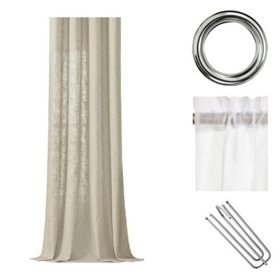 Tall Window Drape Panel 100 x 250 cm With Imitation Linen Texture