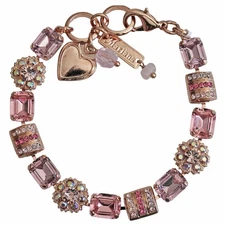 Mariana Rose Gold PINK IRISCENT AB Floral Rectangle Baguette Crystal Bracelet