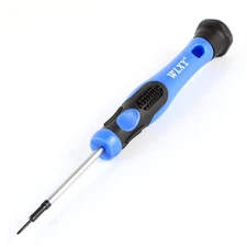Blue Black Plastic Handle 1mm Wide Magnetic Tip Slotted Screwdriver 15cm