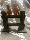 WELLER POTTERY MUSKOTA CATS ON FENCE DOUBLE BUD VASE.....SIGNED!