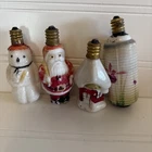 Lot VTG Milk Glass SANTA SNOWMAN C7 Bulbs Lights Christmas Ornaments Untested
