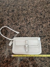 Vintage Coach Leather Wristlet In An Ivory Color.
