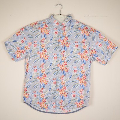 Tommy Bahama mehrfarbiges Florence Flora Seidenmischung Camp Herrenhemd Medium