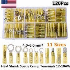 120PCS Heat Shrink 12-10AWG Electrical Wire Connector Crimp Butt Splice Terminal