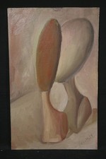 Domenico Cerutti surrealista olio su faesite figure 1949 quadro dipinto antico