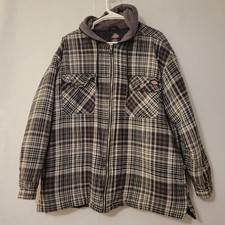 Dickies Jacket Men's Black/White Plaid Hoodie Jacket Size XL