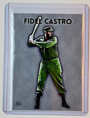 Fidel Castro Limited Edition Artist Signed ''Baseball'' Trading Card 5/10