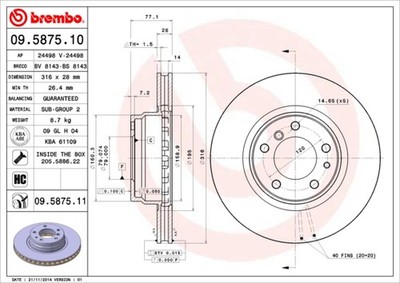 Brembo 09.5875.11 Brake Disc for BMW