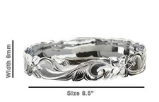Beautiful 6mm Hawaiian Heirloom Silver Filled Copper Bangle SIze 8.5 