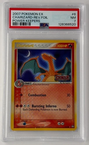 POKEMON EX POWER KEEPERS CHARIZARD #6 REVERSE HOLO FOIL CARD PSA 7