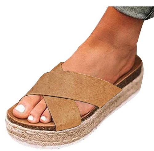 Women'S Platform Sandals Slides Espadrilles Sandals Flatform Slippers Casual ...