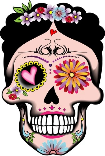 Skull Mexican Sugar Holiday Dia De Los Muertos Self Adhesive Vinyl Sticker